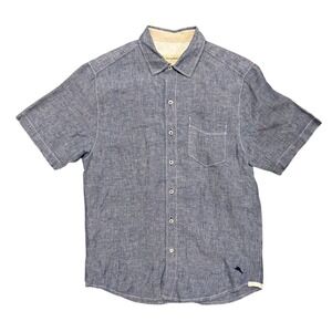 Tommy Bahama Mens Short Sleeve  Linen Button Down Shirt Blue Small